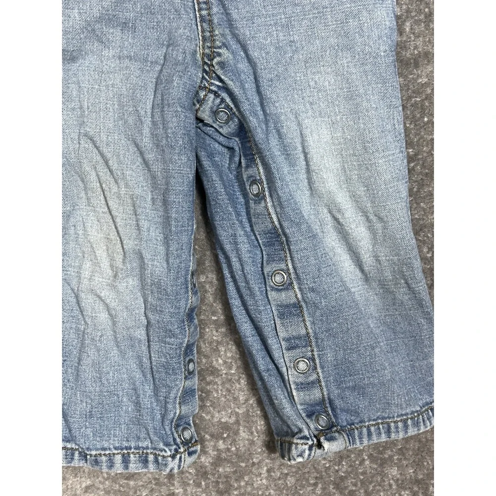 Vintage Y2K Old Navy Baby Denim Overalls Size 18-24 Months Blue Distressed